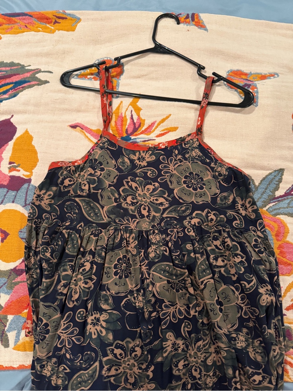 NATURAL LIFE Navy Floral Maxi Dress with Red Trim - Picture 4 of 7
